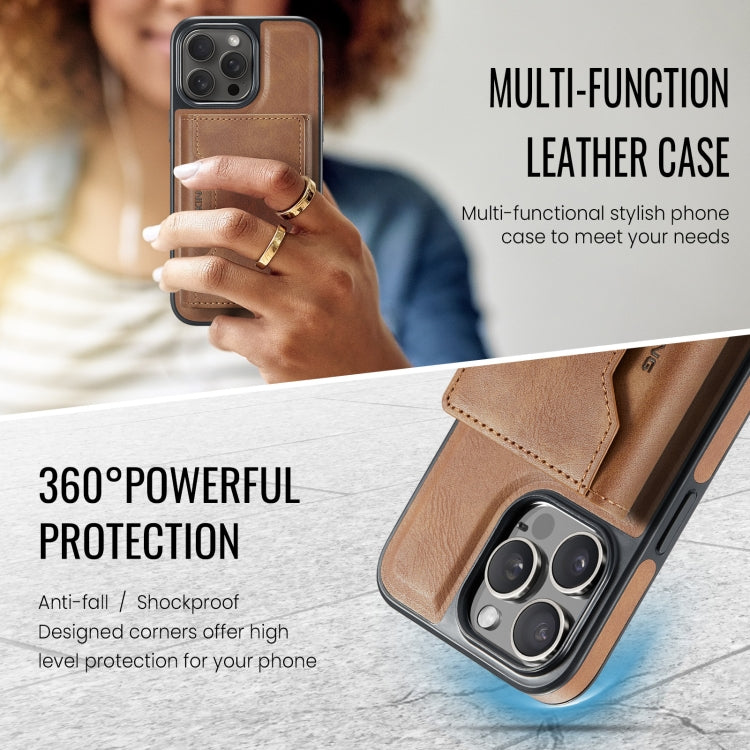 For iPhone 13 Pro MAGKING K2 Series MagSafe RFID Card Bag Detachable Phone Case(Brown)