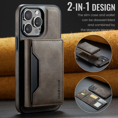 For iPhone 13 Pro MAGKING K2 Series MagSafe RFID Card Bag Detachable Phone Case(Coffee)