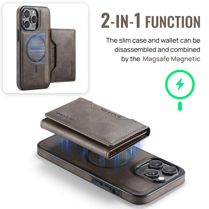 For iPhone 13 Pro MAGKING K2 Series MagSafe RFID Card Bag Detachable Phone Case(Coffee)