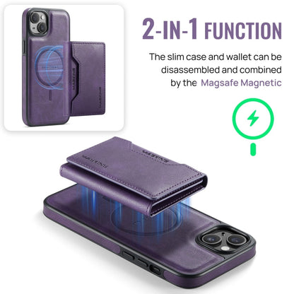 For iPhone 13 MAGKING K2 Series MagSafe RFID Card Bag Detachable Phone Case(Purple)