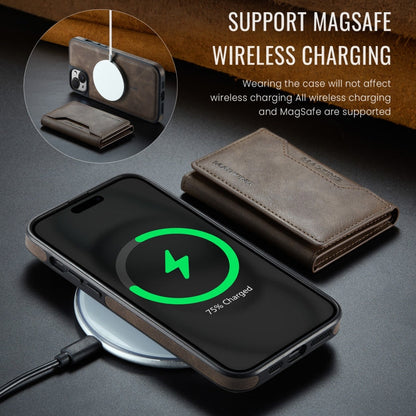 For iPhone 14 Plus MAGKING K2 Series MagSafe RFID Card Bag Detachable Phone Case(Coffee)