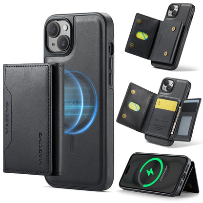 For iPhone 14 MAGKING K2 Series MagSafe RFID Card Bag Detachable Phone Case(Black)