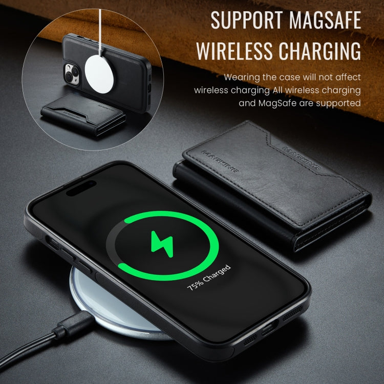 For iPhone 14 MAGKING K2 Series MagSafe RFID Card Bag Detachable Phone Case(Black)