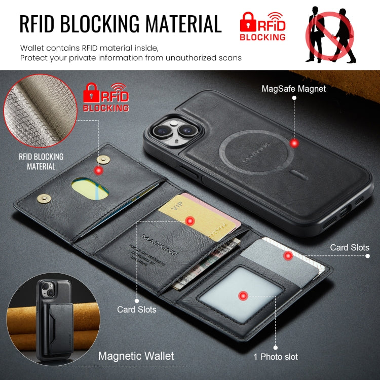 For iPhone 14 MAGKING K2 Series MagSafe RFID Card Bag Detachable Phone Case(Black)
