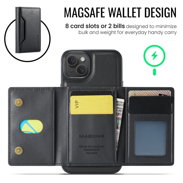 For iPhone 14 MAGKING K2 Series MagSafe RFID Card Bag Detachable Phone Case(Black)