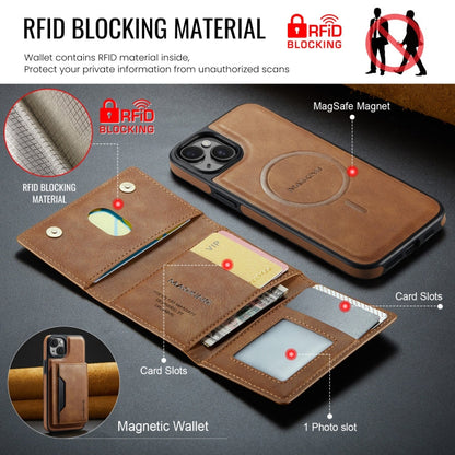 Pour iPhone 14 Étui de téléphone détachable série MAGKING K2 MagSafe avec porte-cartes RFID (marron)