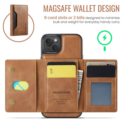 Pour iPhone 14 Étui de téléphone détachable série MAGKING K2 MagSafe avec porte-cartes RFID (marron)