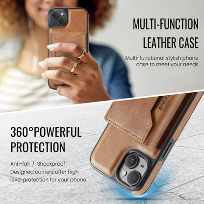 Pour iPhone 14 Étui de téléphone détachable série MAGKING K2 MagSafe avec porte-cartes RFID (marron)