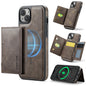 For iPhone 14 MAGKING K2 Series MagSafe RFID Card Bag Detachable Phone Case(Coffee)