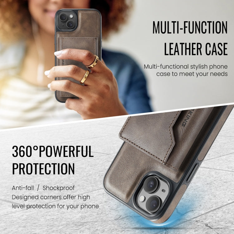 For iPhone 14 MAGKING K2 Series MagSafe RFID Card Bag Detachable Phone Case(Coffee)