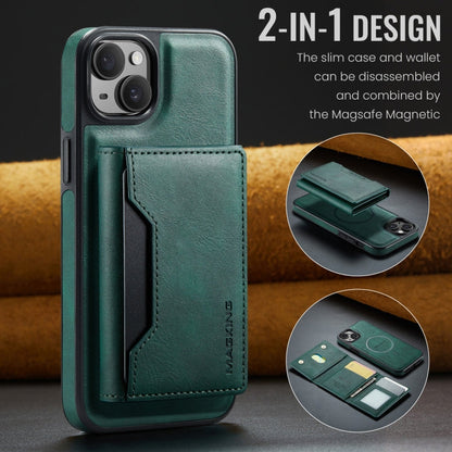 For iPhone 14 MAGKING K2 Series MagSafe RFID Card Bag Detachable Phone Case(Green)