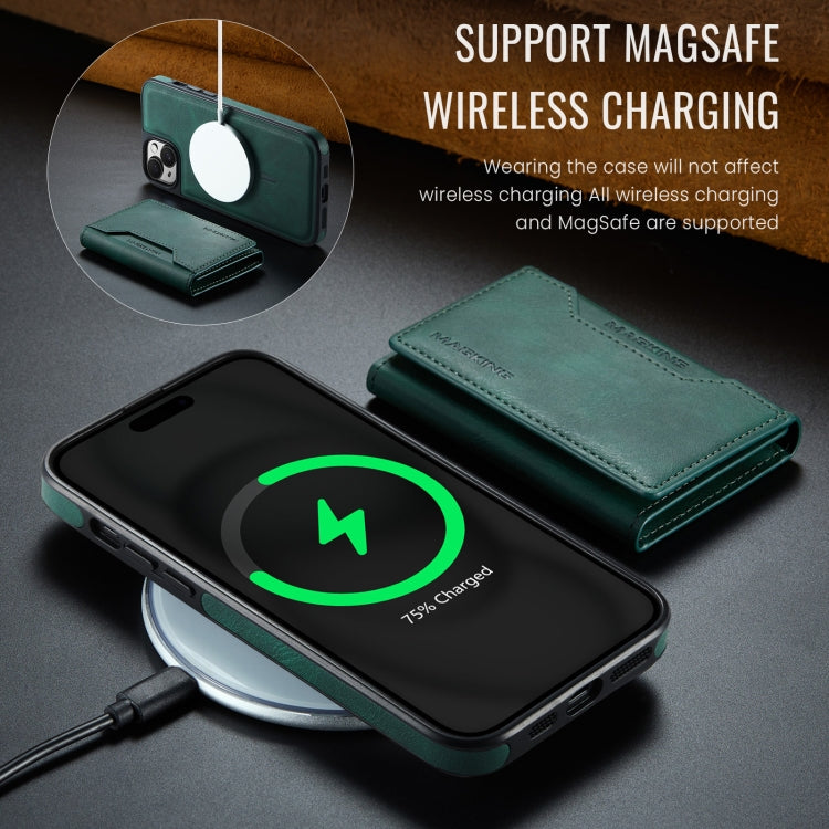 For iPhone 14 MAGKING K2 Series MagSafe RFID Card Bag Detachable Phone Case(Green)