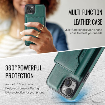 For iPhone 14 MAGKING K2 Series MagSafe RFID Card Bag Detachable Phone Case(Green)