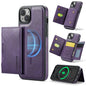 For iPhone 14 MAGKING K2 Series MagSafe RFID Card Bag Detachable Phone Case(Purple)