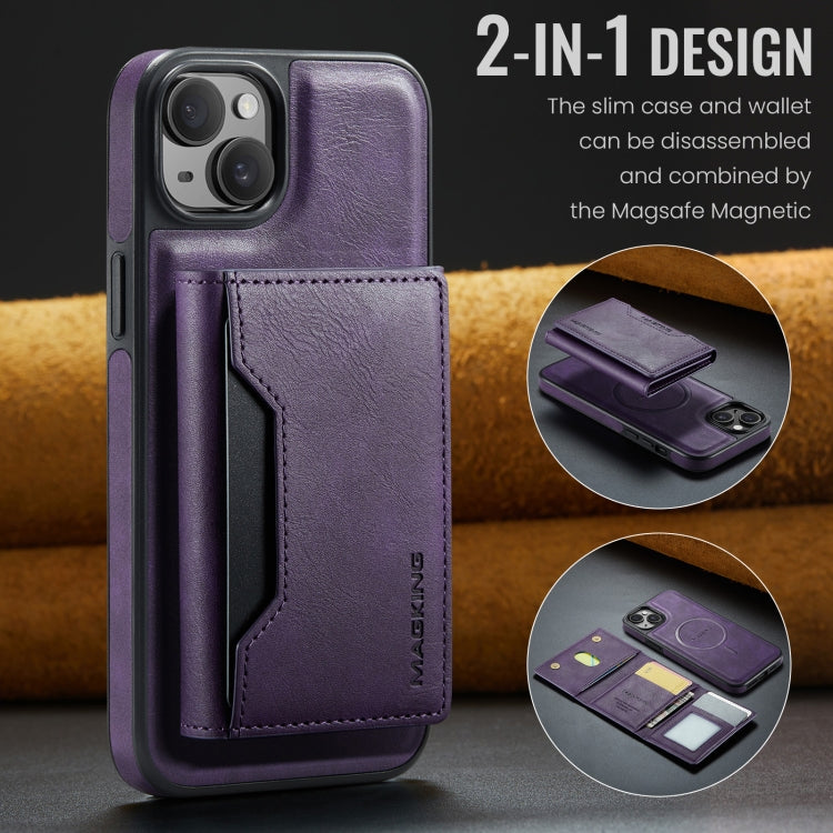 For iPhone 14 MAGKING K2 Series MagSafe RFID Card Bag Detachable Phone Case(Purple)