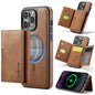 For iPhone 14 Pro MAGKING K2 Series MagSafe RFID Card Bag Detachable Phone Case(Brown)