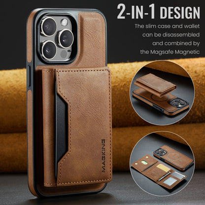 For iPhone 14 Pro MAGKING K2 Series MagSafe RFID Card Bag Detachable Phone Case(Brown)