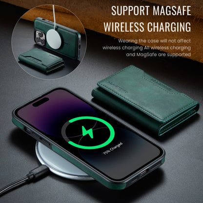 For iPhone 14 Pro MAGKING K2 Series MagSafe RFID Card Bag Detachable Phone Case(Green)