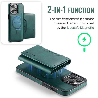 For iPhone 14 Pro MAGKING K2 Series MagSafe RFID Card Bag Detachable Phone Case(Green)