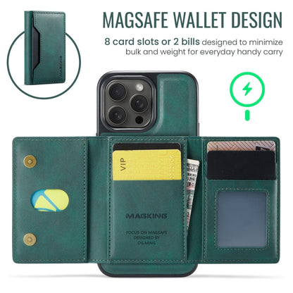 For iPhone 14 Pro MAGKING K2 Series MagSafe RFID Card Bag Detachable Phone Case(Green)