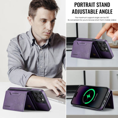 For iPhone 14 Pro MAGKING K2 Series MagSafe RFID Card Bag Detachable Phone Case(Purple)