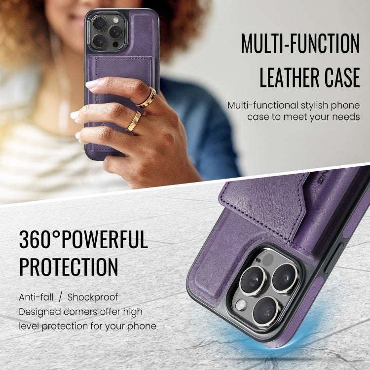 For iPhone 14 Pro MAGKING K2 Series MagSafe RFID Card Bag Detachable Phone Case(Purple)