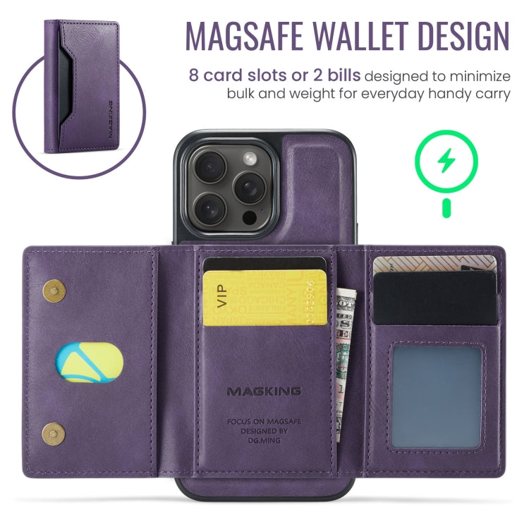 For iPhone 14 Pro Max MAGKING K2 Series MagSafe RFID Card Bag Detachable Phone Case(Purple)