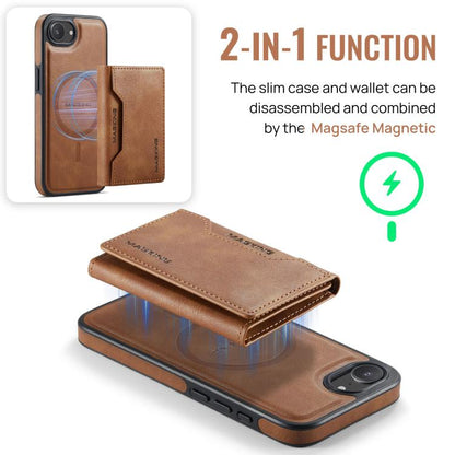 For iPhone 17e / 16e MAGKING K2 Series MagSafe RFID Card Bag Detachable Phone Case(Brown)