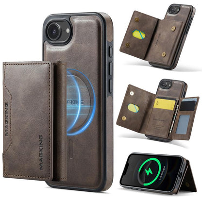 For iPhone 17e / 16e MAGKING K2 Series MagSafe RFID Card Bag Detachable Phone Case(Coffee)