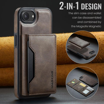 For iPhone 17e / 16e MAGKING K2 Series MagSafe RFID Card Bag Detachable Phone Case(Coffee)