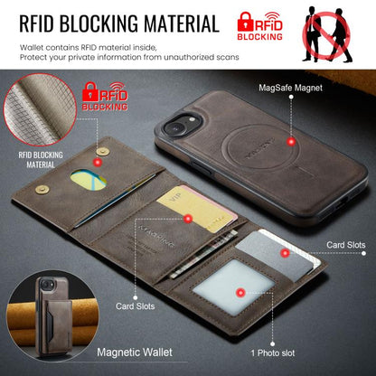 For iPhone 17e / 16e MAGKING K2 Series MagSafe RFID Card Bag Detachable Phone Case(Coffee)
