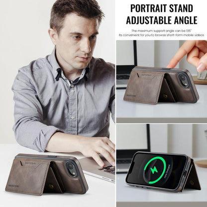 For iPhone 17e / 16e MAGKING K2 Series MagSafe RFID Card Bag Detachable Phone Case(Coffee)