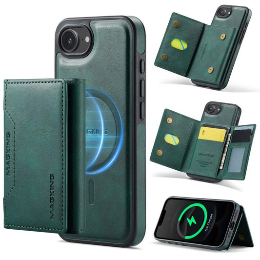 For iPhone 17e / 16e MAGKING K2 Series MagSafe RFID Card Bag Detachable Phone Case(Green)