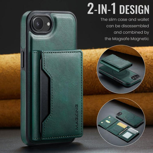 For iPhone 17e / 16e MAGKING K2 Series MagSafe RFID Card Bag Detachable Phone Case(Green)