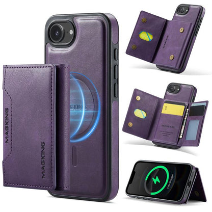 For iPhone 17e / 16e MAGKING K2 Series MagSafe RFID Card Bag Detachable Phone Case(Purple)