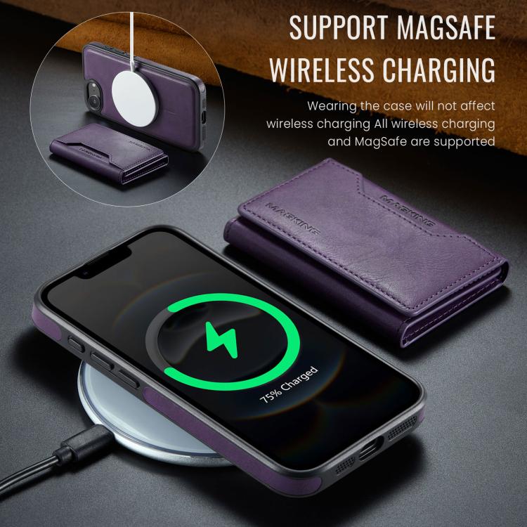 For iPhone 17e / 16e MAGKING K2 Series MagSafe RFID Card Bag Detachable Phone Case(Purple)