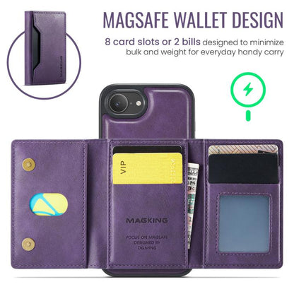 For iPhone 17e / 16e MAGKING K2 Series MagSafe RFID Card Bag Detachable Phone Case(Purple)