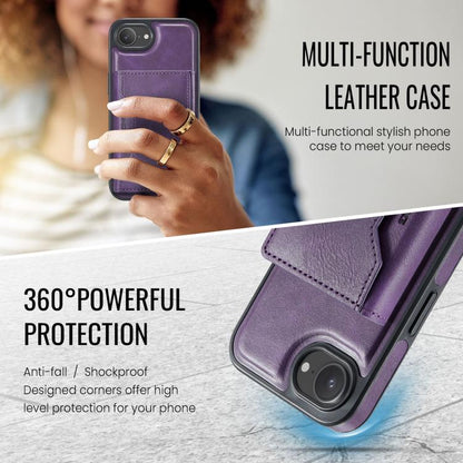 For iPhone 17e / 16e MAGKING K2 Series MagSafe RFID Card Bag Detachable Phone Case(Purple)