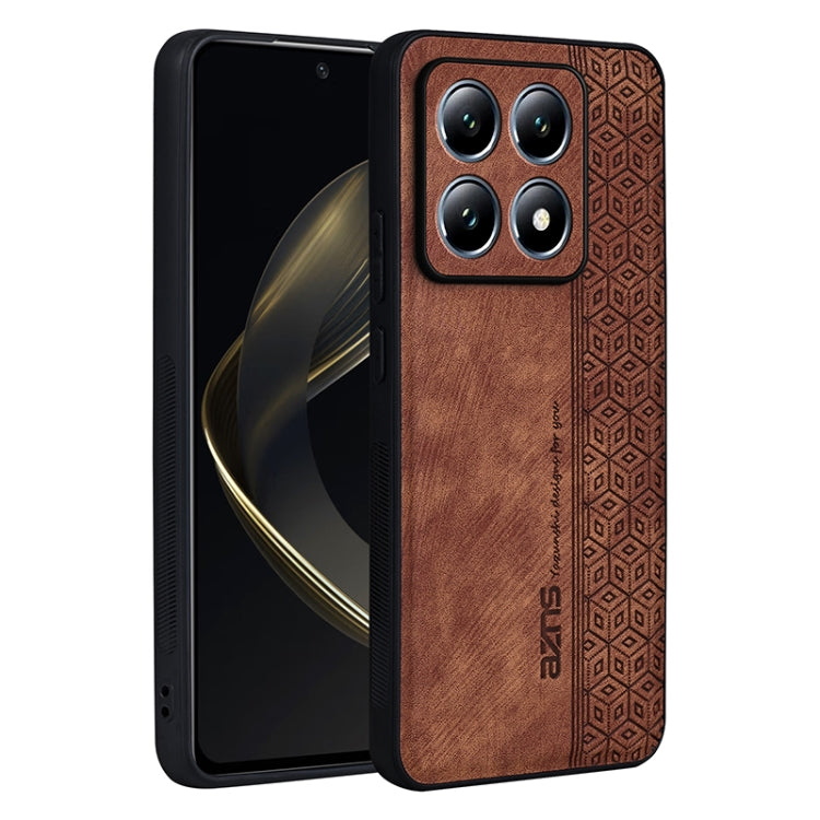 For Xiaomi 14T Pro AZNS 3D Embossed Skin Feel Phone Case(Brown)