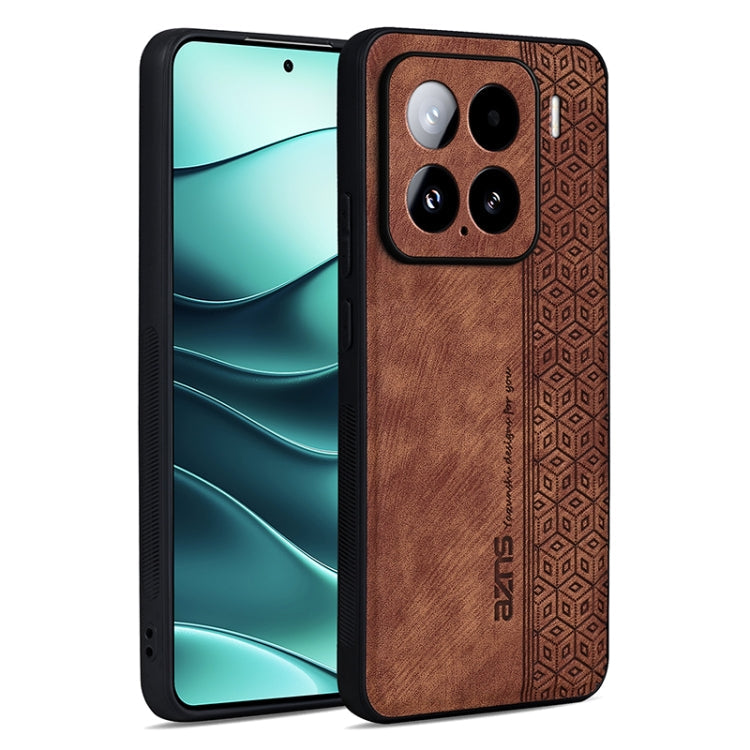 For Xiaomi 15 AZNS 3D Embossed Skin Feel Phone Case(Brown)