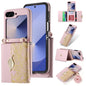 For Samsung Galaxy Z Flip6 / Flip7 FE POLA Multi-Card Slots Leaf Pattern Phone Case(Pink)