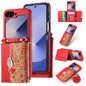 For Samsung Galaxy Z Flip6 / Flip7 FE POLA Multi-Card Slots Leaf Pattern Phone Case(Red)