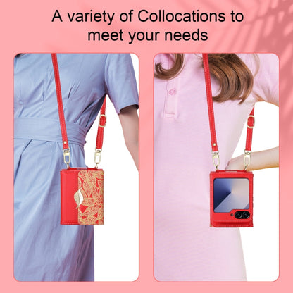For Samsung Galaxy Z Flip6 / Flip7 FE POLA Multi-Card Slots Leaf Pattern Phone Case(Red)