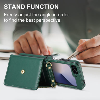 For Samsung Galaxy Z Flip6 / Flip7 FE POLA Multi-Card Slots Leaf Pattern Phone Case(Green)