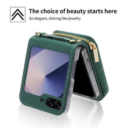 For Samsung Galaxy Z Flip6 POLA Multi-Card Slots Zipper Wallet Phone Case(Green)