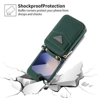 For Samsung Galaxy Z Flip6 POLA Multi-Card Slots Zipper Wallet Phone Case(Green)