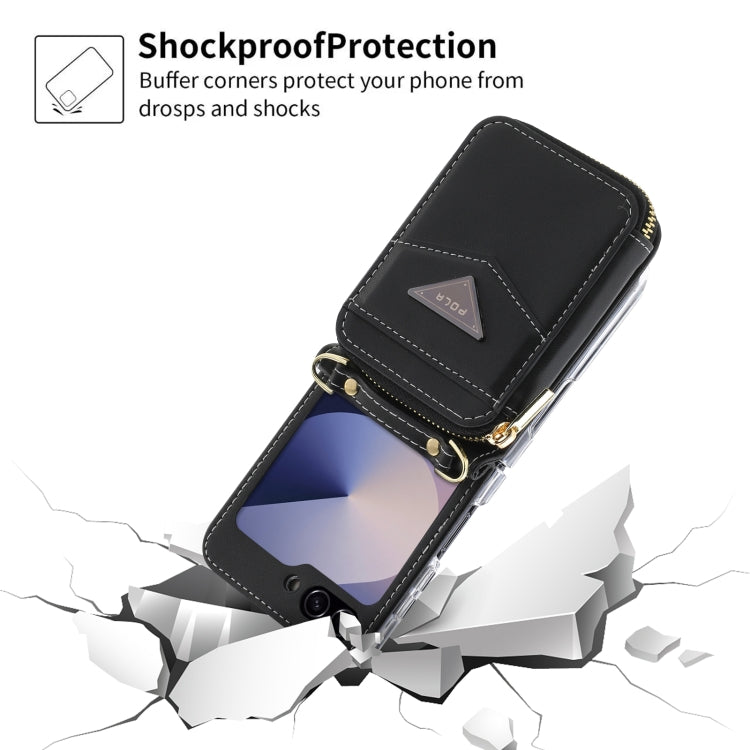For Samsung Galaxy Z Flip6 POLA Multi-Card Slots Zipper Wallet Phone Case(Black)