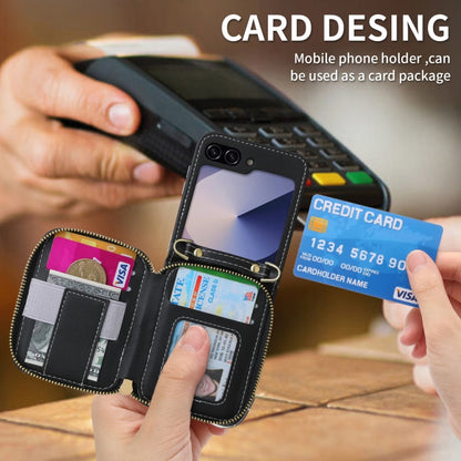 For Samsung Galaxy Z Flip6 POLA Multi-Card Slots Zipper Wallet Phone Case(Black)