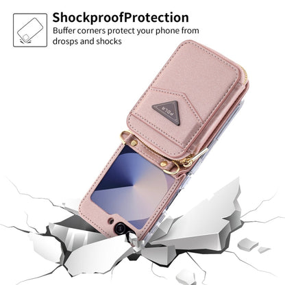For Samsung Galaxy Z Flip6 POLA Multi-Card Slots Zipper Wallet Phone Case(Pink)
