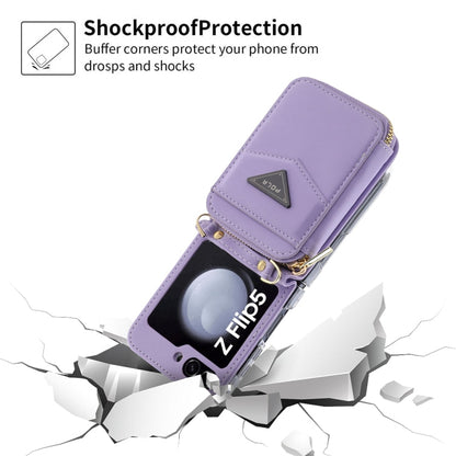 Pour Samsung Galaxy Z Flip5 POLA Étui portefeuille zippé multi-cartes (violet)